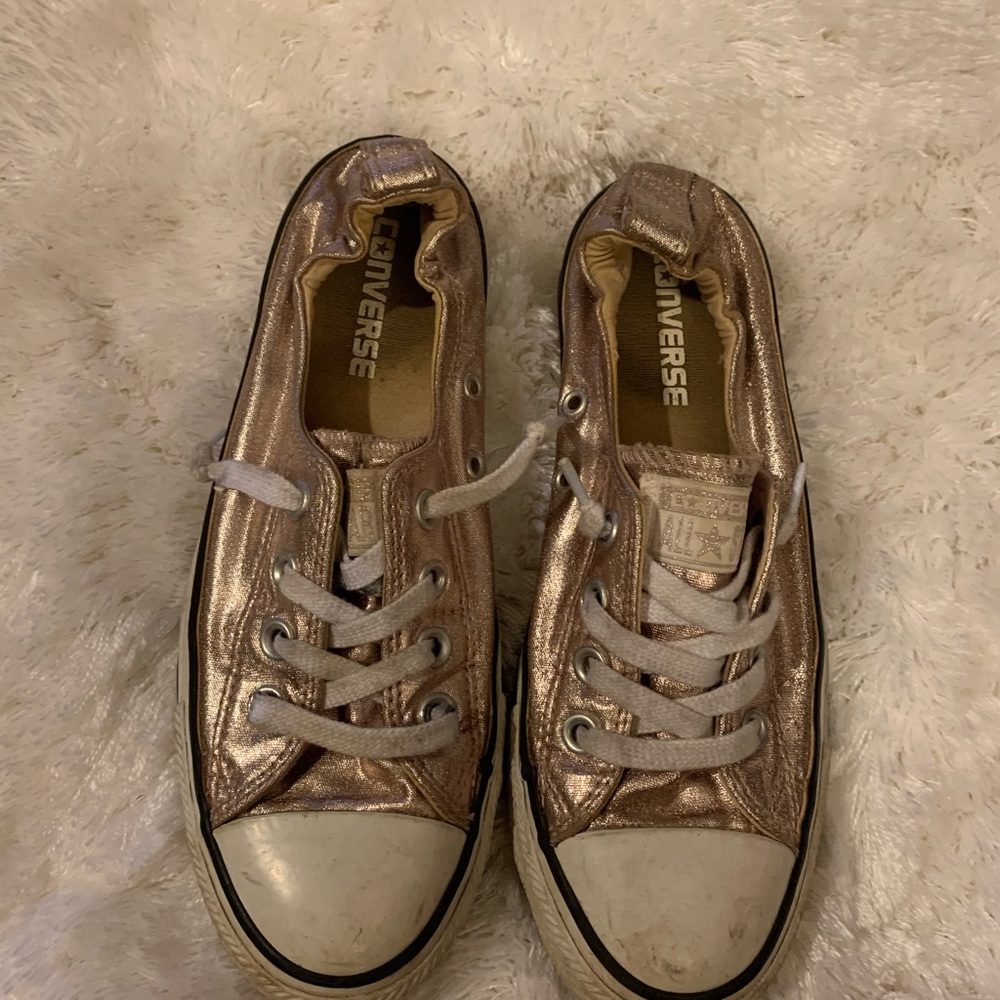Ladies metallic gold converse sneakers 7